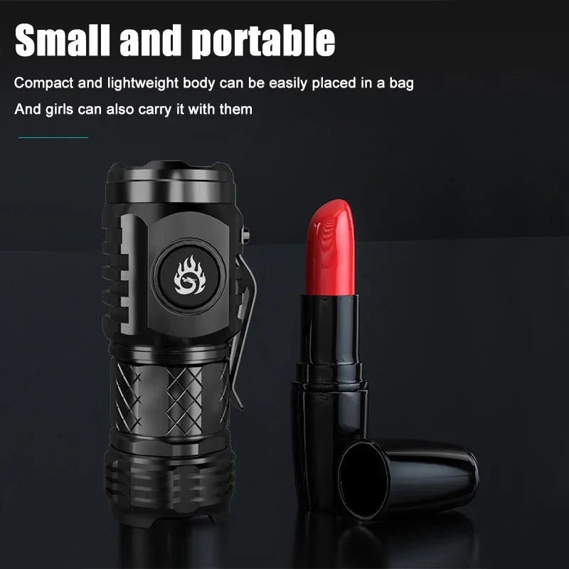 lampe torche rechargeable led 1000lm noir clip étanche 18350 compact usb emergency camping