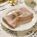 serviettes table réutilisables coton lin 40x40cm classique beige vert jaune blanc rose fleurs séchées