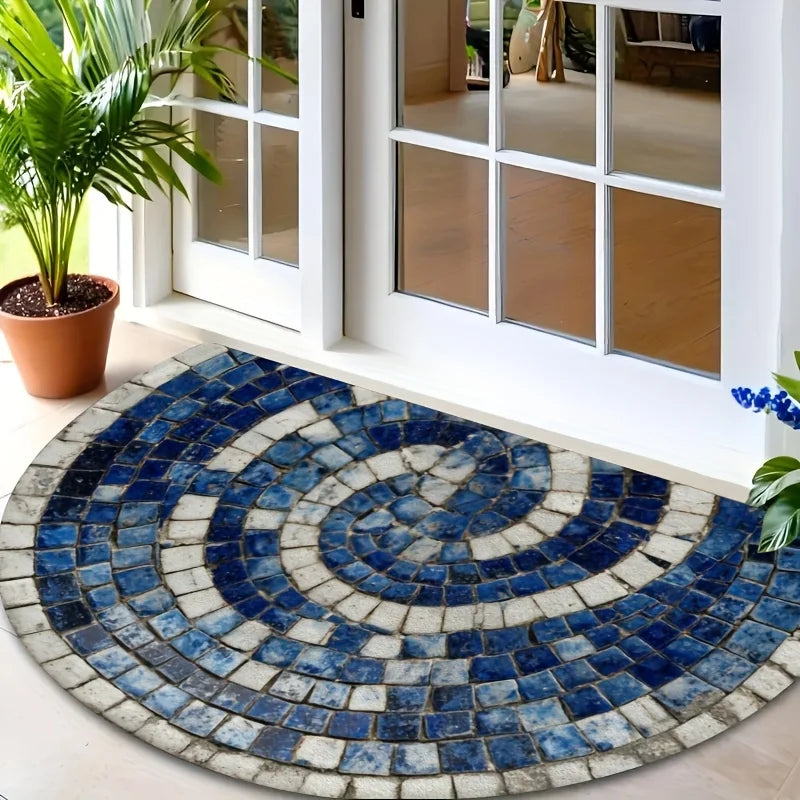 tapis mosaïque floral antidérapant moderne bleu blanc rouge jauneintérieur extérieur 40x60cm 50x80cm 60x90cm