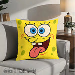 coussin carré jaune motif bob l'éponge décor maison cartoon eco friendly PLAID