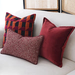 housses coussins décoratifs velours polyester carrés rouges contemporains lit chaise voiture adhésives simples