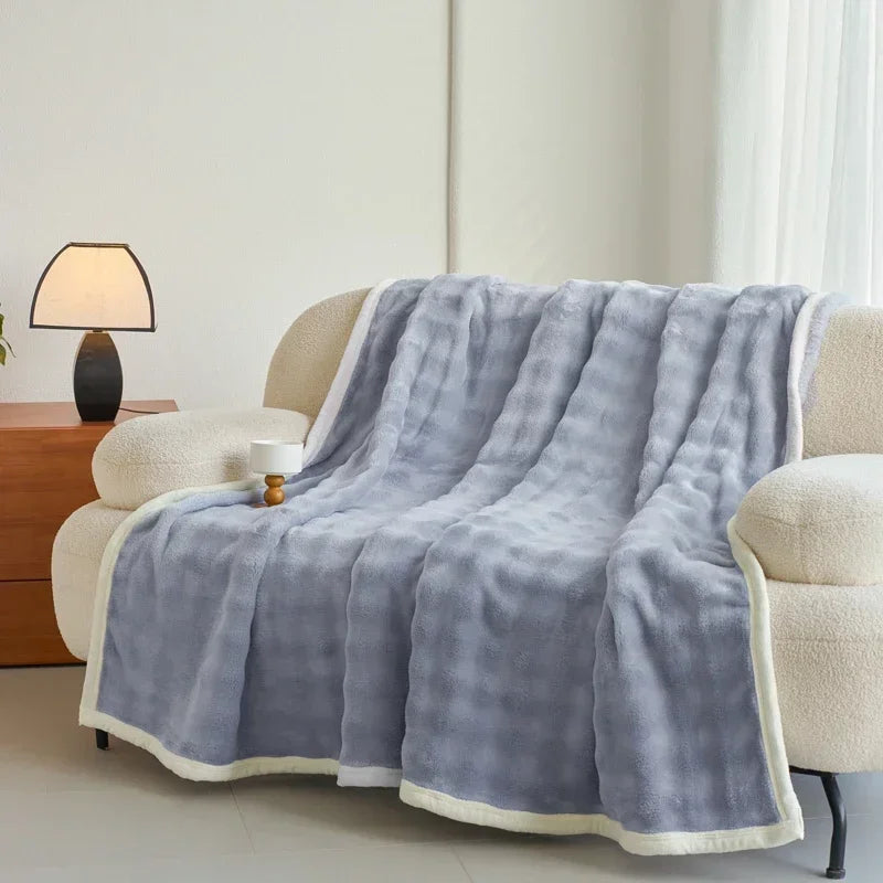 couverture douce rayures canapé lit voyage hiver chaude grande taille confortable