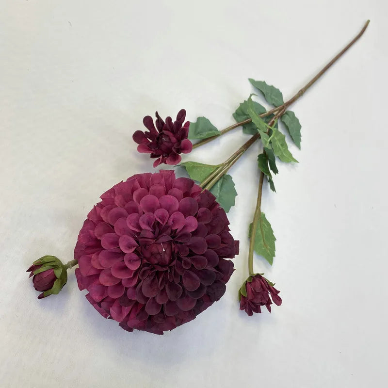 bouquet fleurs artificielles dahlias orange rouge violet intérieur décoration moderne minimaliste