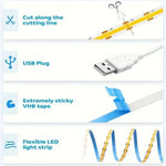 ruban led flexible blanc haute luminosité adhésif usb découplable moderne decoration murale salon