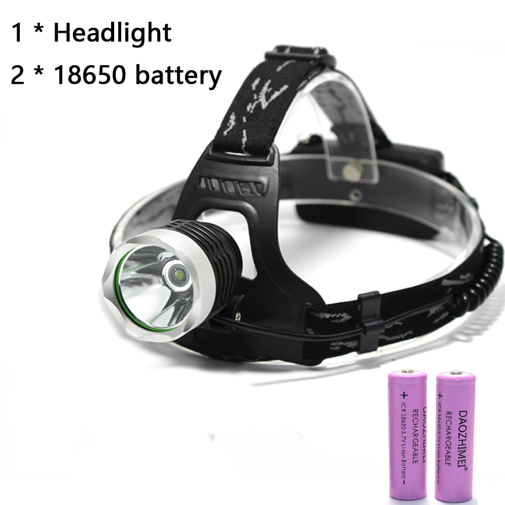 lampe frontale led super lumineuse modes étanche phares t6 camping pêche randonnée chargeur usb