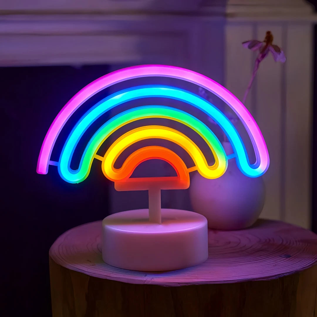 lampe néon arc ciel moderne violet bleu vert jaune orange rouge usb piles chambre
