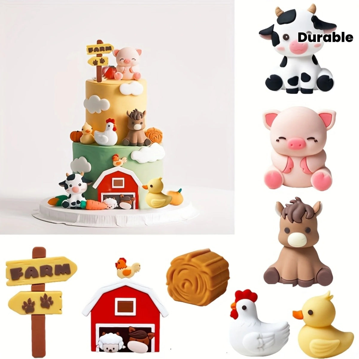 décorations festives animaux ferme gâteau verte jaune rouge festive anniversaire mariage baptême noël