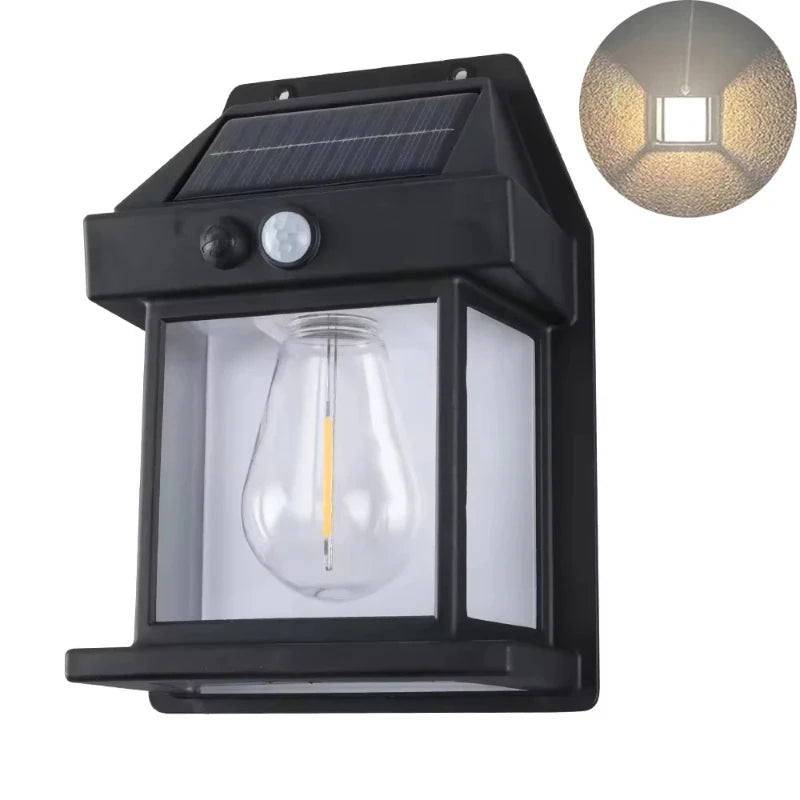 lampe solaire murale moderne détecteur mouvement transparente noir panneau solaire led commutateur autoinstallation ip65