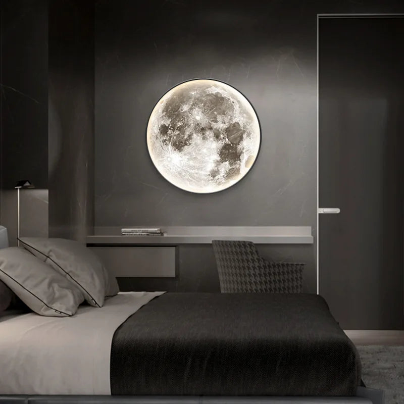 Lampe murale en lune avec éclairage blanc chaud, idéale pour une décoration intérieure moderne