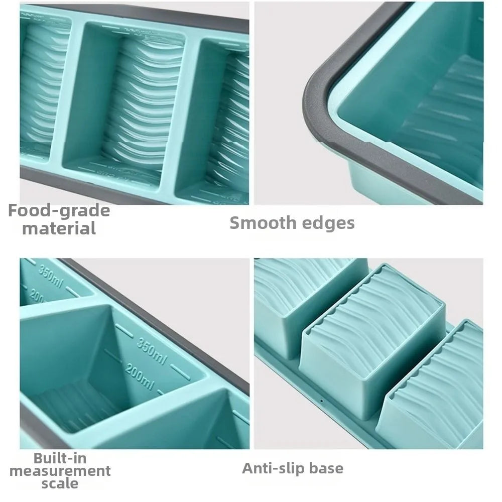 boîtes conservation alimentaires rectangulaires vert clair gris rose pâle rayures horizontales modernes pratiques respectueuses
