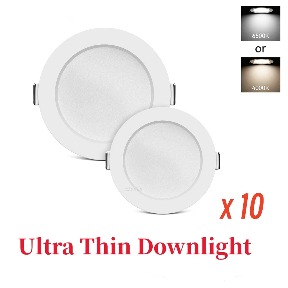 spots led 12w 20w 4000k 6500k blanc moderne encastrables clips câble alimentation