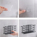 porte savon adhésif noir transparent moderne 14cm 6cm double crochet rangement salle bain cuisine