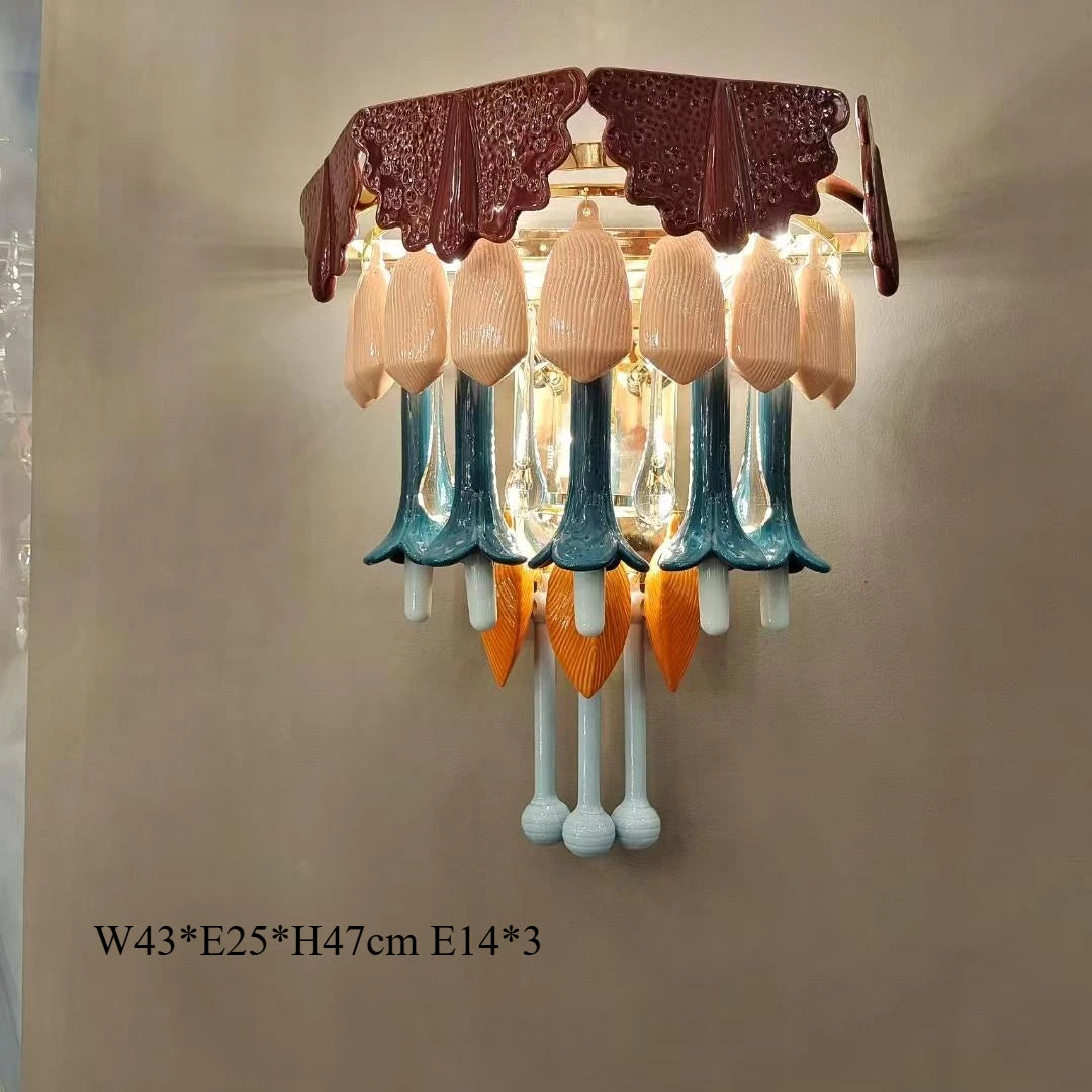 lustre moderne multicolore motif floral brillant élégant intérieur éclairage led suspension chambre salon