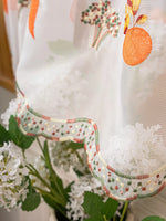 rideau brodé carotte transparent rustique fenetre cuisine dentelle bordure blanc orange vert