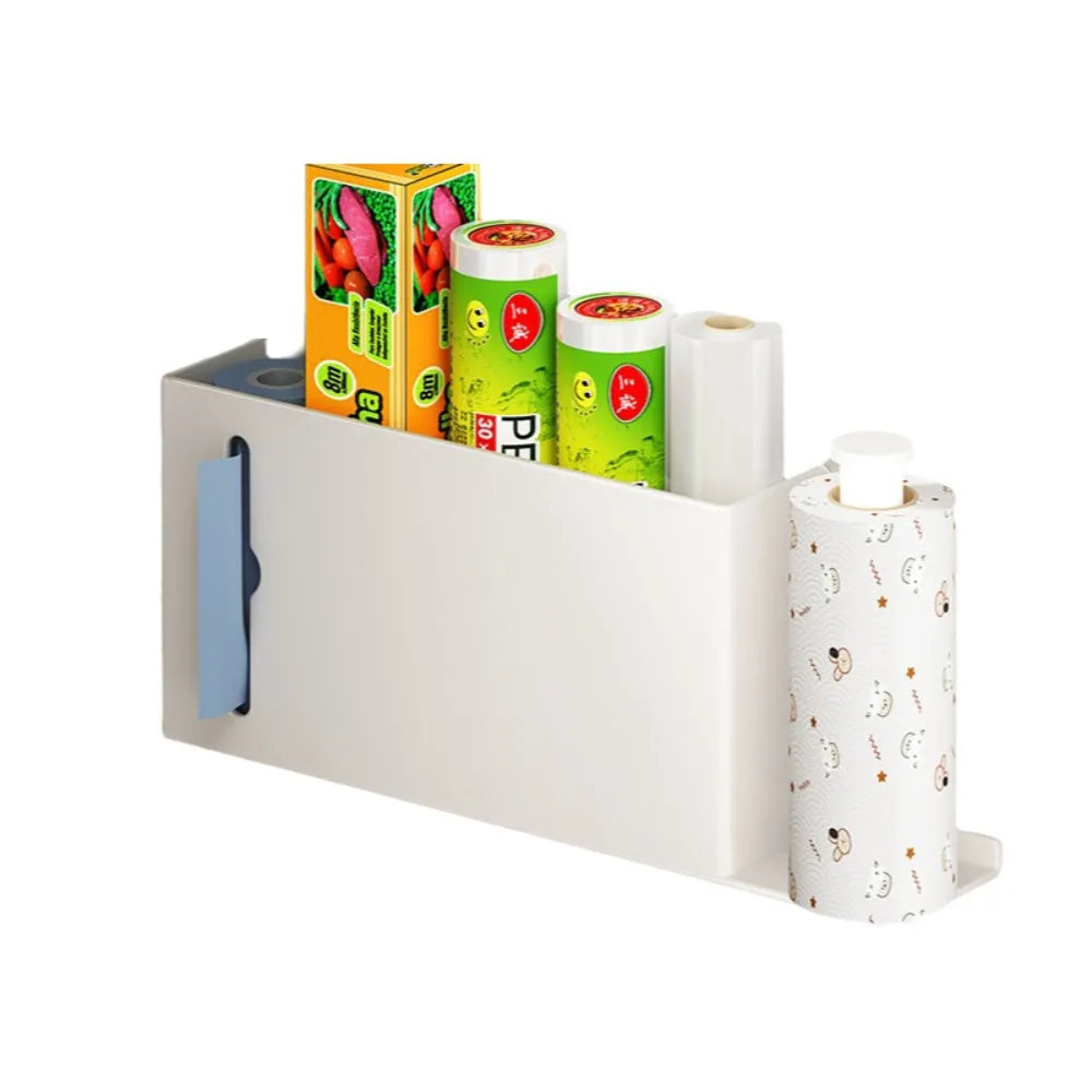 support mural adhésif gris moderne rangement papier toilette plastique sacs poubelles multifonction humidité résistance