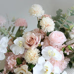 bouquet artificiel rose feuilles vertes mariage anniversaire baby shower extérieur classique fleurs variées