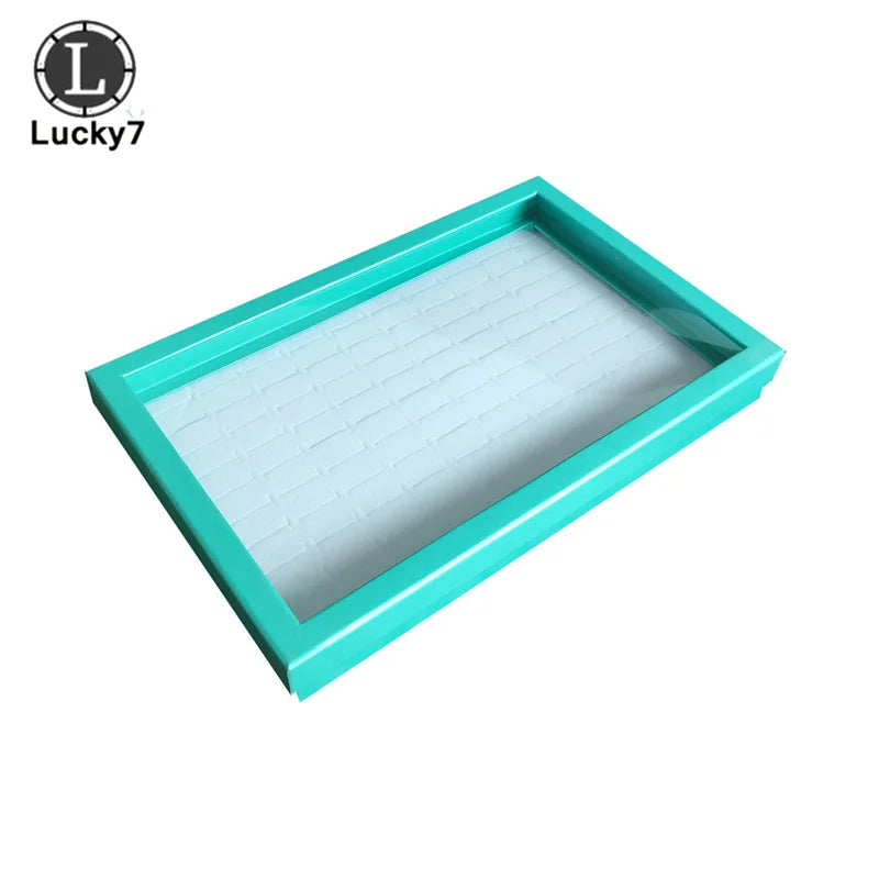 boîte bijoux moderne noir bleu jaune transparente 100 positions exposant anneaux sponge velvet packaging