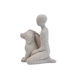 statue chien animal compagnie moderne résine polie gris granulé décoration
