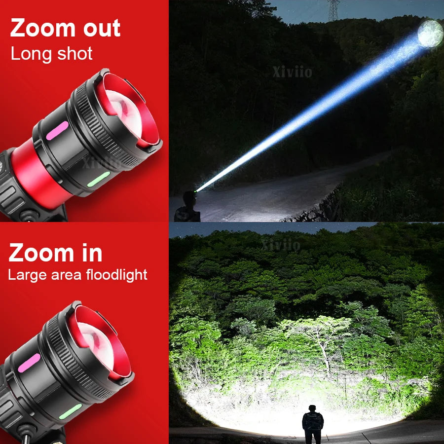 lampe frontale led rechargeable moderne bande élastique zoom noir rouge vert