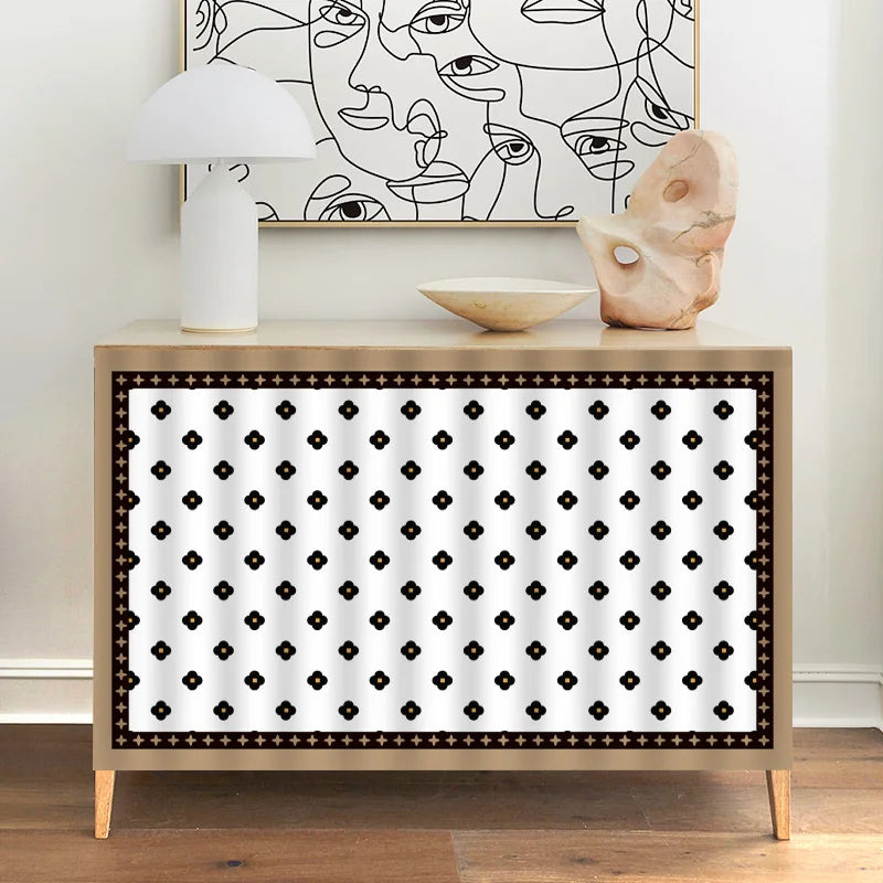 rideau d'armoire cuisine noir blanc motif géométrique décoratif tissu polyester moderne placard