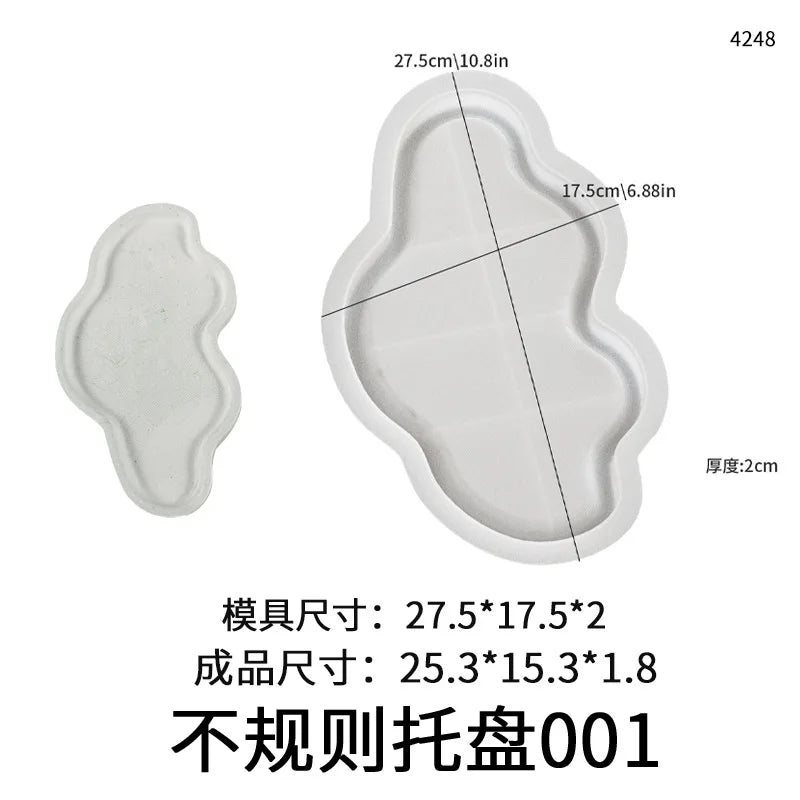 plateau silicone forme nuage décoration intérieure vase fleur séchée bougie blanche moderne organique irrégulier