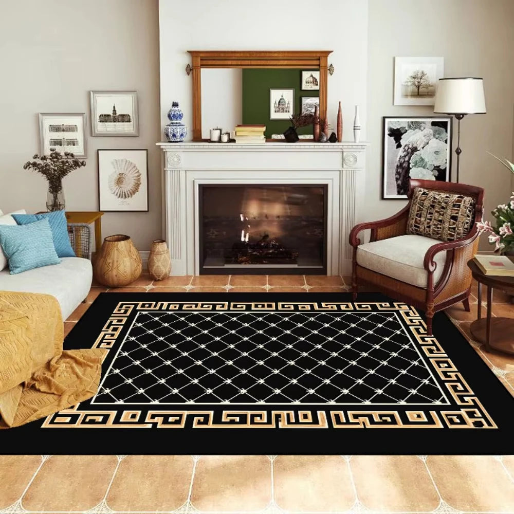 tapis salon moderne velours épais motif géométrique antidérapant mousse respirante décoration maison chic