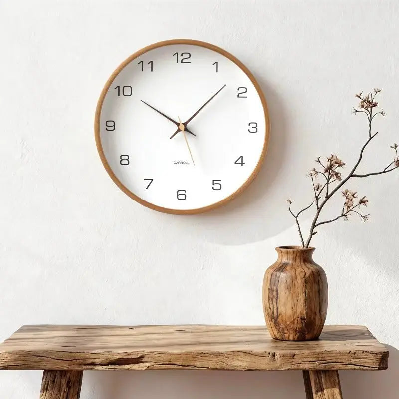 horloge murale bois naturel quartz minimaliste 10 pouces 12 pouces 14 pouces chambre salon