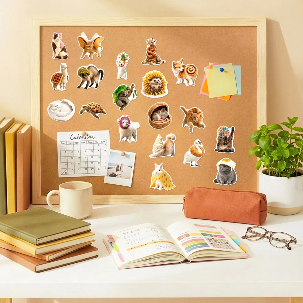 stickers multicolores animaux cartoon adhésifs variés fruits aliments usage quotidien 50 pièces papier