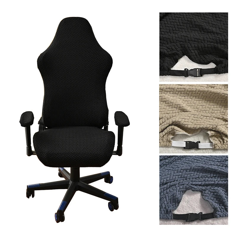 housse chaise élasthanne polyester anti salissures couleurs noir blanc gris moderne ergonomique adjustable roulettes