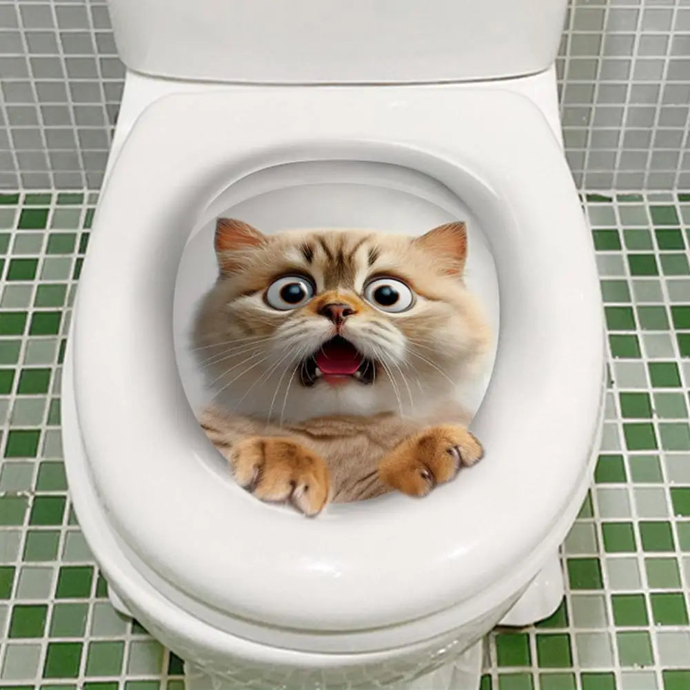 toilettes chat blancs adhésifs animaux moderne salle bains couverture imprimée bricolage