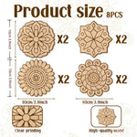coasters bois non fini mandala multicolore géométrique artisanal décoratif adhésif pièces colorier bricolage