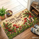 tapis d'entrée moderne multicolore motif champignons fleurs texte Sweet extérieur résistant rides polyester 30x50cm