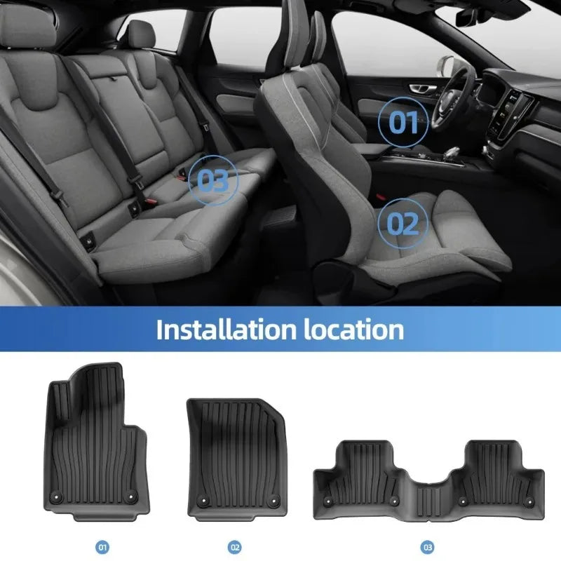 tapis sol volvo xc60 2018 2025 noir rayures horizontales moderne 43x70cm