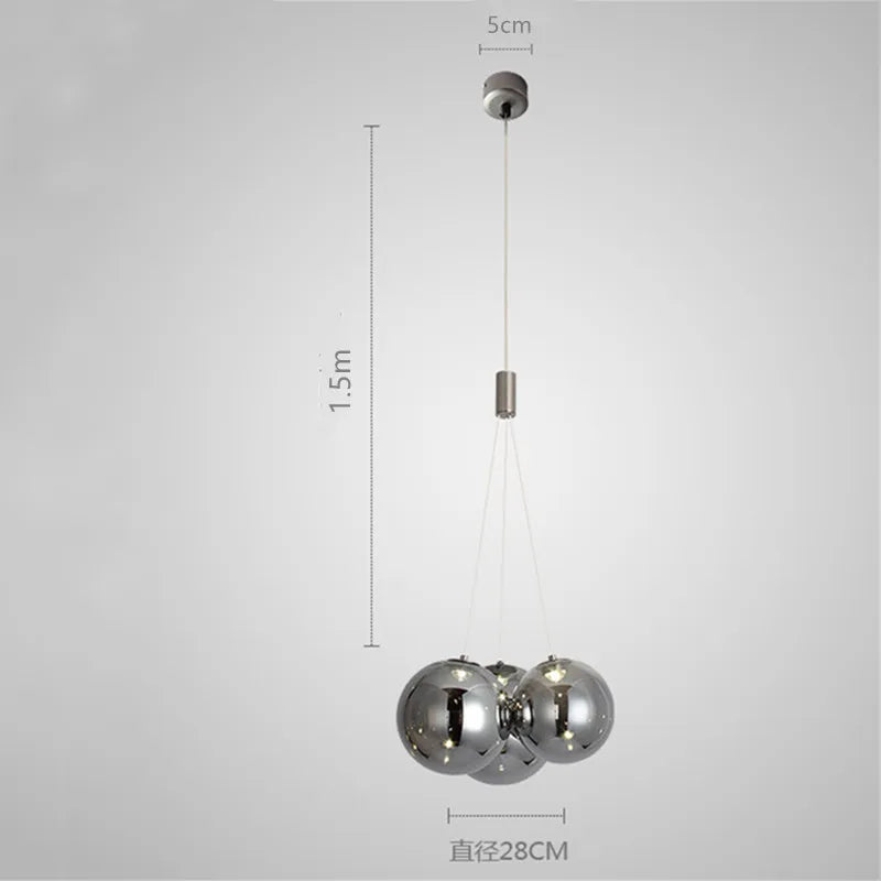 luminaire suspension pendentif boules verre doré transparent intérieur salon chambre decoration led neutre
