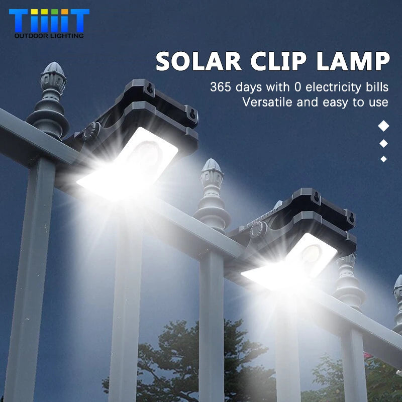 lampe solaire led extérieure étanche détecteur mouvement clip mural noire moderne robuste perforations contrôle