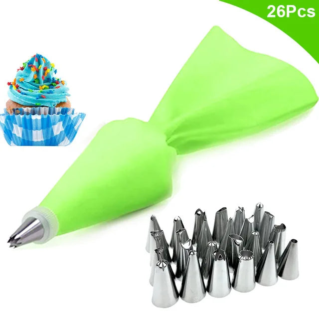 poche pâte silicone réutilisable 24 buses aiguilles métalliques outil pâtisserie