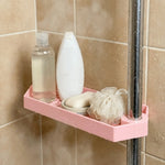 support rangement mural rose clair jaune noir grille hexagonale clips fixation rangement douche réutilisable