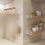 étagère murale bois blanc moderne adhésive salle bain rangement minimaliste 50cm 30cm 40cm