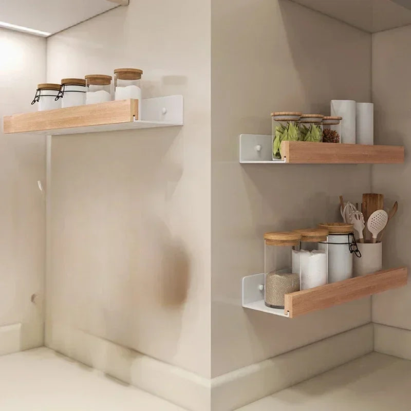 étagère murale bois blanc moderne adhésive salle bain rangement minimaliste 50cm 30cm 40cm