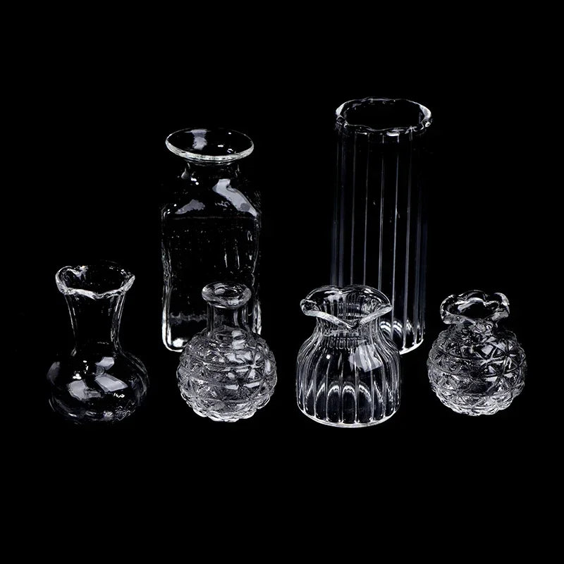 vases transparents decoratifs vintage accessoires decoration maison pouppee jouets enfants miniature 112èmescale