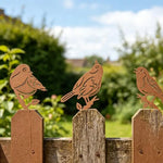 ornement oiseau métal marron clair détails blancs simple 9.9cm 12.2cm