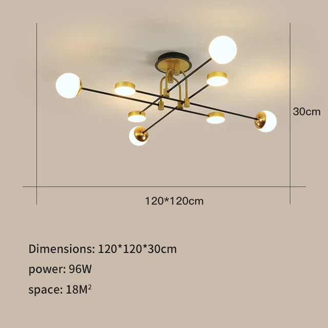 lumière suspendue moderne or noir télécommande led sources lumineuses minimaliste ornement chambre salon