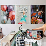 tableaux personnalisés modernes combinaison trois images couleurs festives décoration mur minimaliste