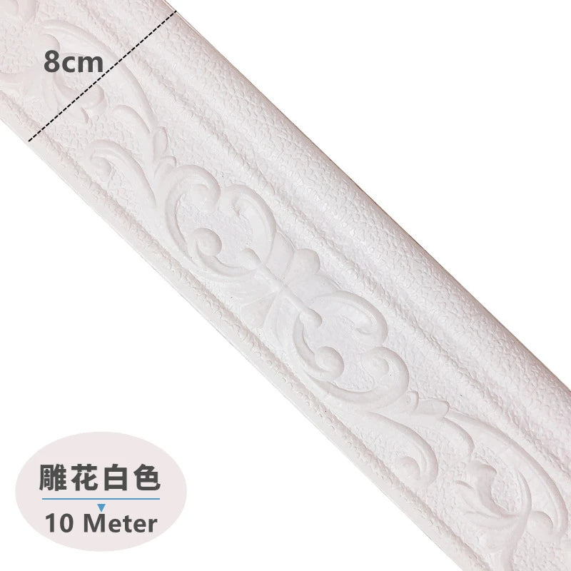 ruban decoratif autoadhesif or argent blanc ornements floraux classique 10m 8cm stickers murals