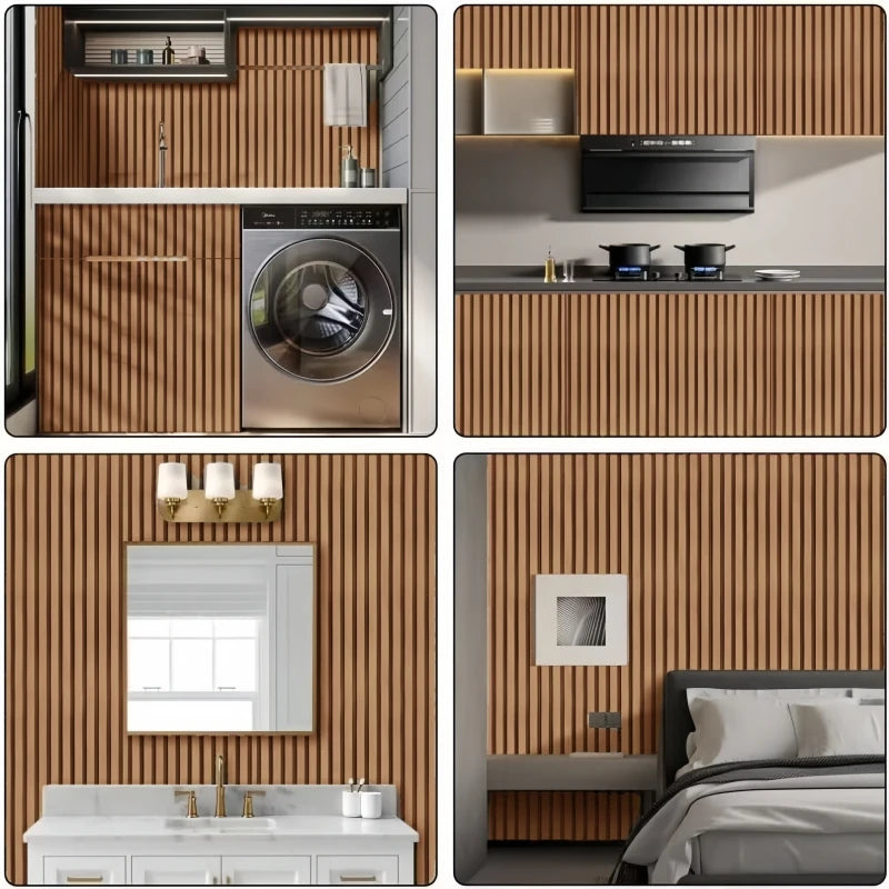 panneau décoratif moderne adhésif marron gris rayures horizontales résistant humidité cuisine chambre enfants étude