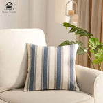 taies d'oreiller coton polyester rayées modernes opaques 45x45cm bleu marine rouge vert olive