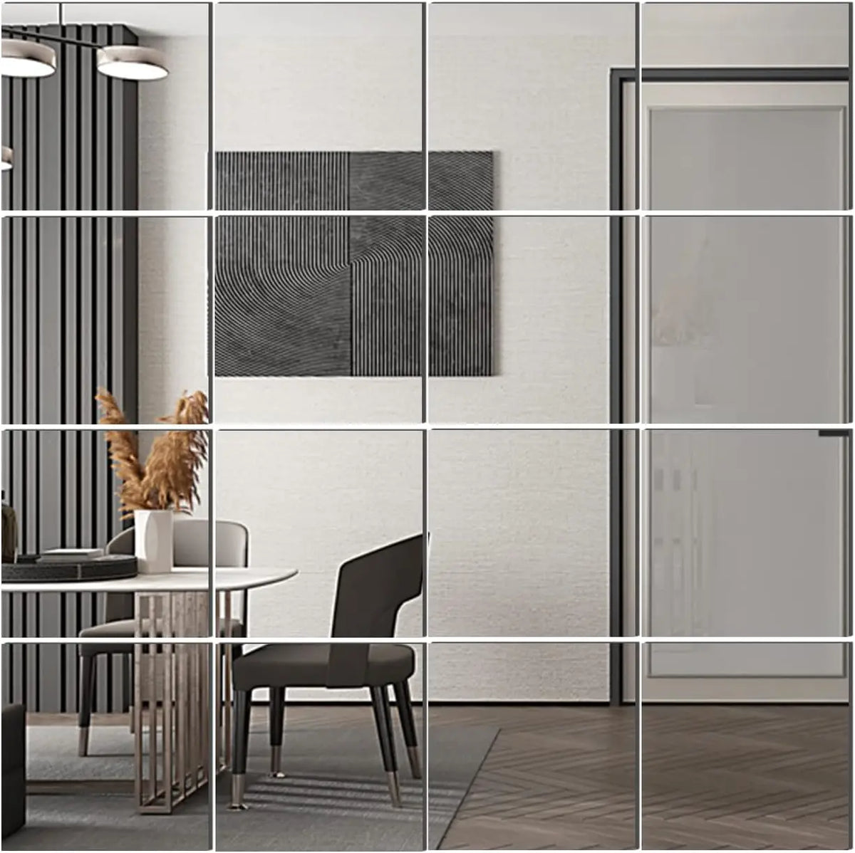 miroir moderne stickers muraux autoadhésifs acrylique blanc 20x20cm 25x25cm 30x30cm 35x35cm