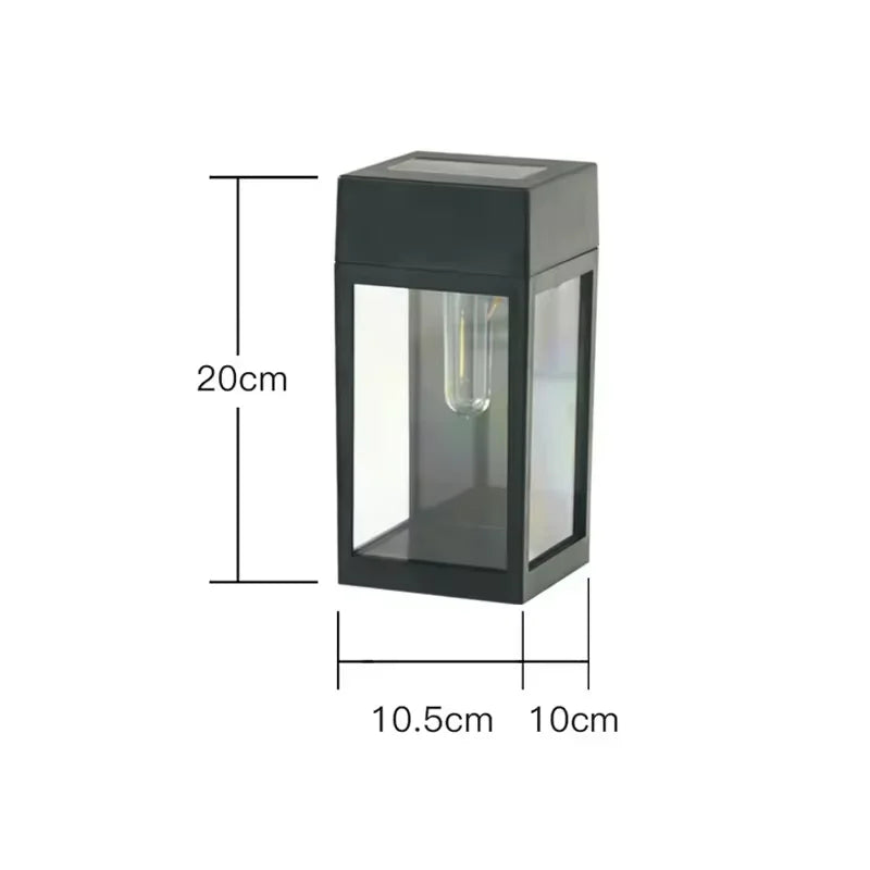 lampe murale solaire led moderne noire transparente éclairage extérieur hydrofuge autonomie warm light