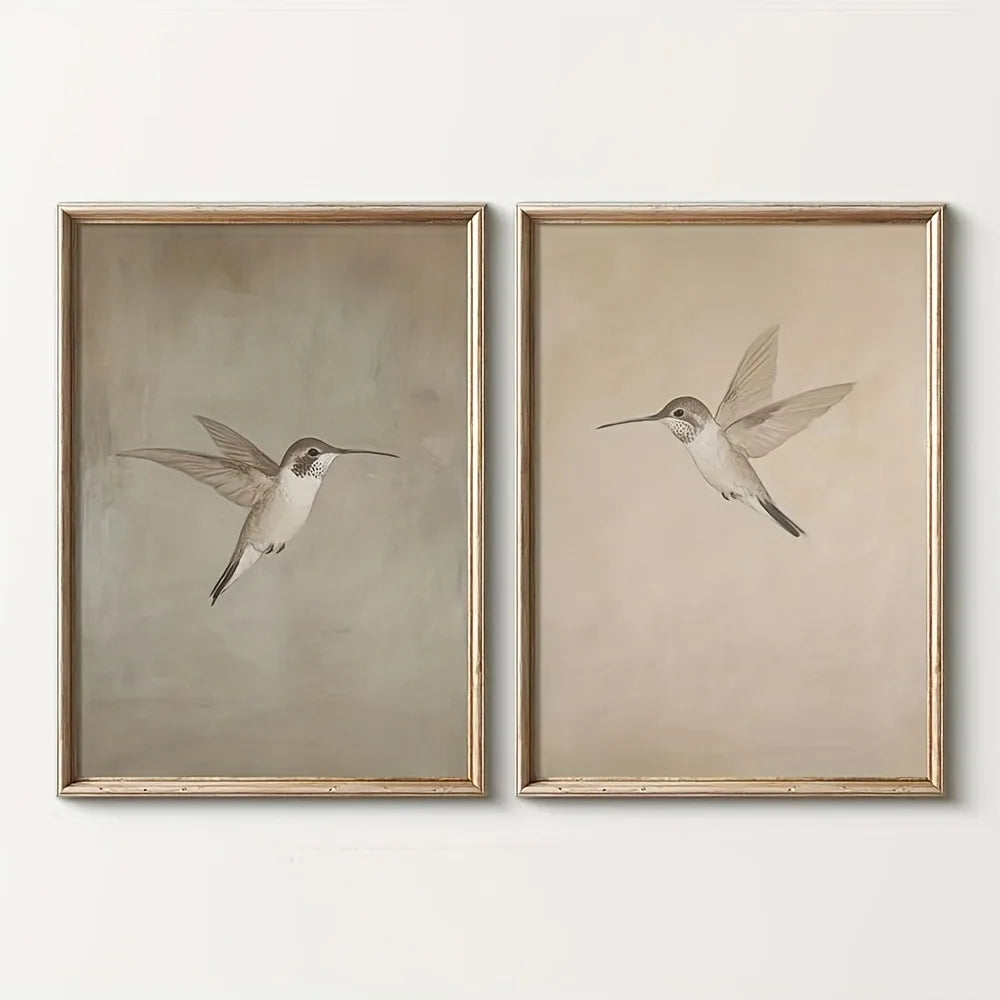 tableau oiseau volant classique toile coton beige gris noir sans cadre impression chambre salon