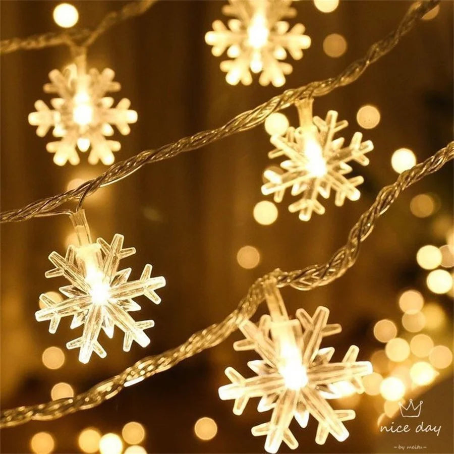 guirlande lumineuse flocons neige multicolore blanc doré anniversaire noël mariage festive